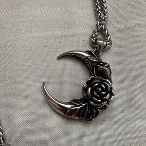 Moon Rose Pendant Necklace